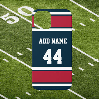 スティールブルー&レッドスポーツストライプ iPhone 15ケース