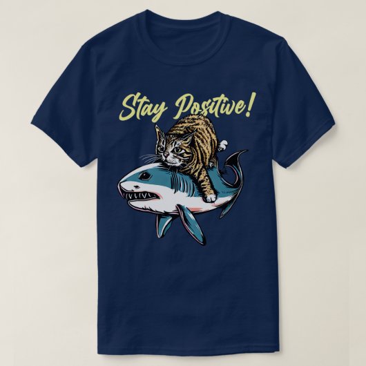 ステイおもしろい前向きキャット乗り3 Tシャツ (デザイン正面)