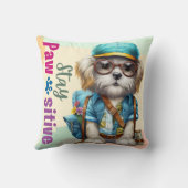 ステイかわいい犬バックパックを着て クッション (裏面)