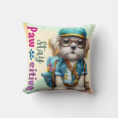 ステイかわいい犬バックパックを着て クッション (正面)