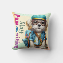 ステイかわいい犬バックパックを着て クッション