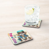 ステイかわいい犬バックパックを着て コースター (右側)