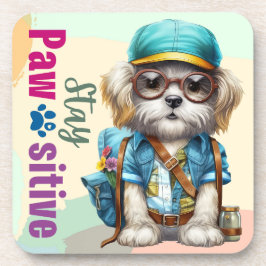 ステイかわいい犬バックパックを着て コースター