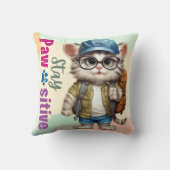 ステイかわいい猫バックパックを着て クッション (裏面)