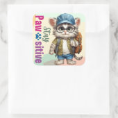 ステイかわいい猫バックパックを着て スクエアシール (バッグ)