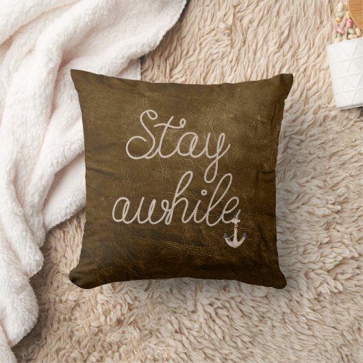 ステイしばらくの間文字航海のロープアクセント枕 クッション (ブランケット)