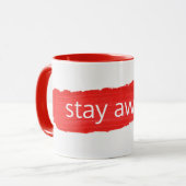ステイしばらく文字オンレッド絵を描マグ マグカップ (正面左)