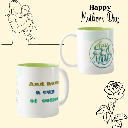 ステイアットホームホテルタイポグラフィ文字レタリング ツートーンマグカップ