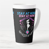 ステイアットホームマママママママワイトブラックモダンクラシック カフェラテマグ (右アングル)