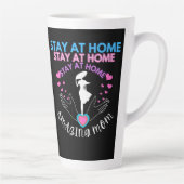 ステイアットホームマママママママワイトブラックモダンクラシック カフェラテマグ (右)