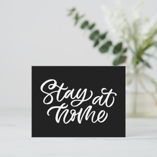 ステイアットホーム |ファンシーフォント ポストカード (スタンド正面)