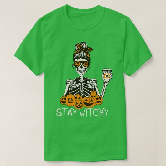 ステイウィッチーのスケルトン飲み込みメッシーバンレオパードha tシャツ (デザイン正面)