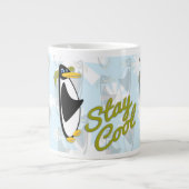 ステイカッコいいペンギンパルかわいい鳥の漫画モットー ジャンボコーヒーマグカップ (正面)