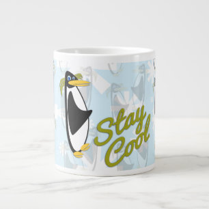 ステイカッコいいペンギンパルかわいい鳥の漫画モットー ジャンボコーヒーマグカップ