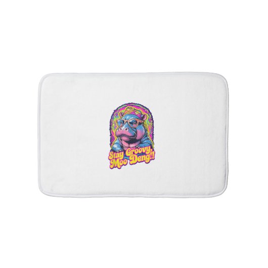 ステイカラフルグルーヴィモーデンピグミーヒッポデザインT バスマット (正面)