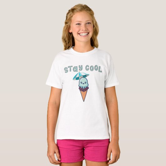 ステイクールかわいいアイスクリームTシャツ Tシャツ (正面フル)