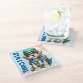 ステイクールドッグ眼鏡キャップ新学期 ガラスコースター (アングル)