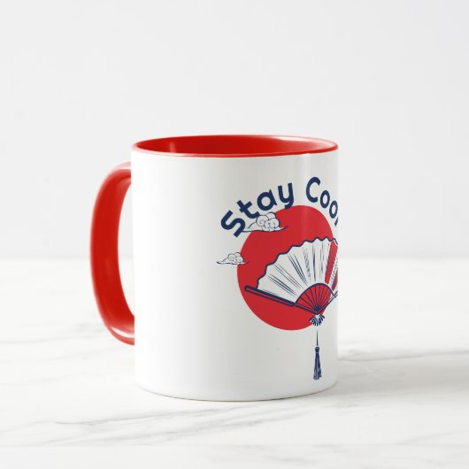 ステイクールファンイラストレーション | カスタム文字日本の マグカップ (正面左)