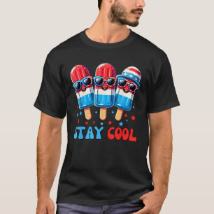 ステイクール4th 7月ポプシクル少年メンズUSAフラッグマー Tシャツ