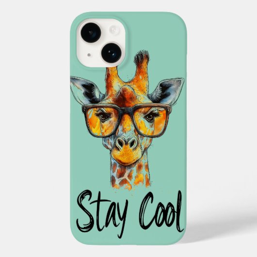 ステイクール – サングラス付きキリンイラストレーション Case-Mate iPhoneケース (裏面)