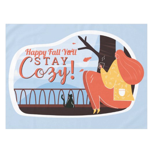 ステイコージーハイゲオータム秋フォークアートデコールADD NAME テーブルクロス (正面(横))