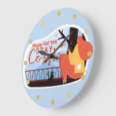 ステイコージーハイゲオータム秋フォークアートデコールADD NAME ラージ壁時計 (傾斜)