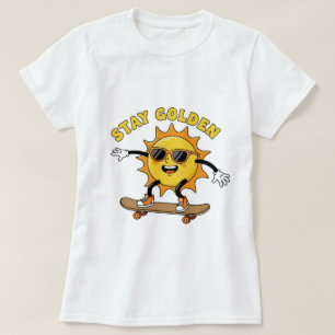 ステイゴールデンスケートボードサンTシャツ – レトロ クール Tシャツ