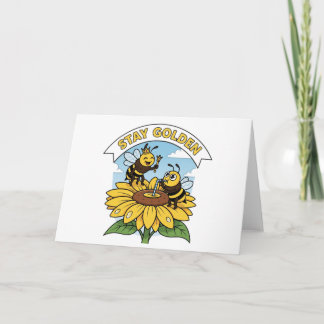 ステイゴールデンビーアンドフラワーイラストレーション カード