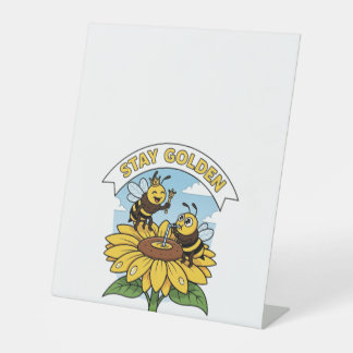 ステイゴールデンビーアンドフラワーイラストレーション 台座サイン