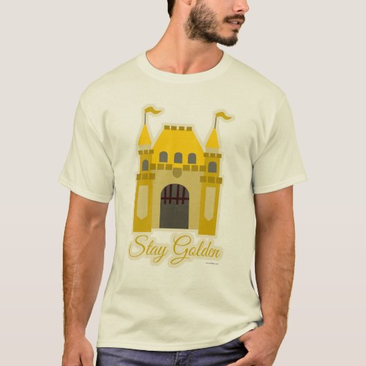 ステイゴールデンファンタジー城テーマスローガンマンガ Tシャツ (正面)