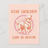 ステイゴールデンライフはグッドゴールデンレトリバーレトロ ポストカード (正面)