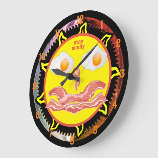 ステイサニーサニーサイドエッグアンドベーキーブレックファーストクロック ラージ壁時計 (傾斜)