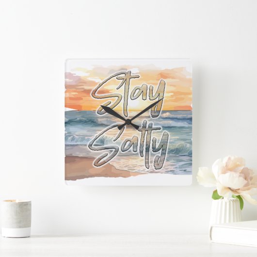 ステイサルティサンセットビーチ スクエア壁時計 (ホーム)