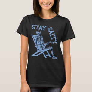 ステイサルティビーチおもしろいサマースケルトン Tシャツ