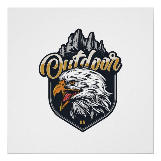 ステイストロングイーグルアウトドアやる気を起こさせる引用文 ポスター (正面)