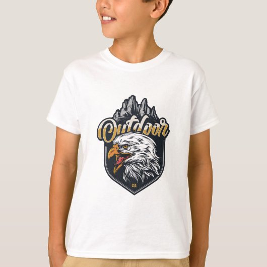 ステイストロングイーグルアウトドアやる気を起こさせる引用文 Tシャツ (正面)