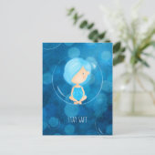 ステイセーフコビディキュートおもしろいガールバブルスケッチ ポストカード (スタンド正面)