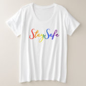ステイセーフプライドアットホームソーシャルディスティング2020 プラスサイズTシャツ (デザイン正面)