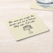 ステイセーフ食べケーキおもしろいミーム スクエアペーパーコースター (アングル)