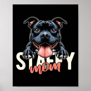 ステイッフィマム(犬)スタッフォードブルテリアドッグタトゥーF ポスター
