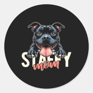 ステイッフィマム（犬）スタッフォードブルテリアドッグタトゥーF ラウンドシール