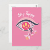 ステイトリップ(幻覚体験)のようなアイピンクサイケデリックフローラ ポストカード (正面/裏面)