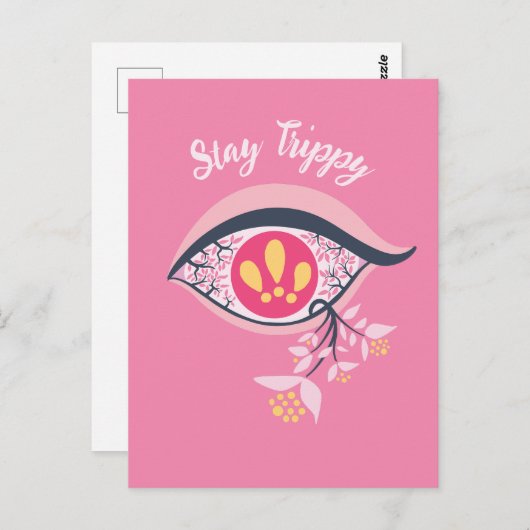 ステイトリップ(幻覚体験)のようなアイピンクサイケデリックフローラ ポストカード (正面/裏面)