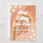 ステイトリップ（幻覚体験）のようなリトルヒッピーレトロデイジー誕生日 招待状 (正面)