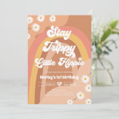 ステイトリップ(幻覚体験)のようなリトルヒッピーレトロデイジー誕生日 招待状 (スタンド正面)