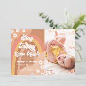 ステイトリップ(幻覚体験)のようなリトルヒッピーレトロデイジー誕生日Inv 招待状 (スタンド正面)