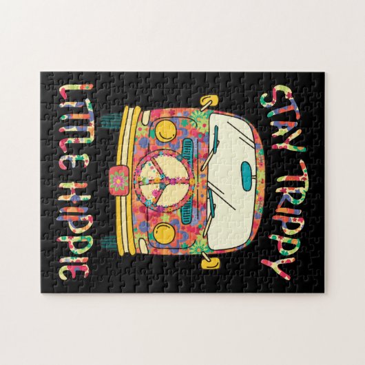 ステイトリップ（幻覚体験）のようなリトルヒッピーヴィンテージ平和サイン ジグソーパズル (横)