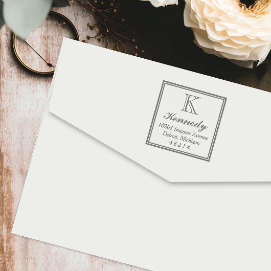 ステイトリースクエアモノグラムイニシャル差出人住所 セルフインキングスタンプ