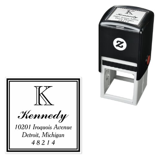 ステイトリースクエアモノグラムイニシャル差出人住所 セルフインキングスタンプ (インサイチュ)