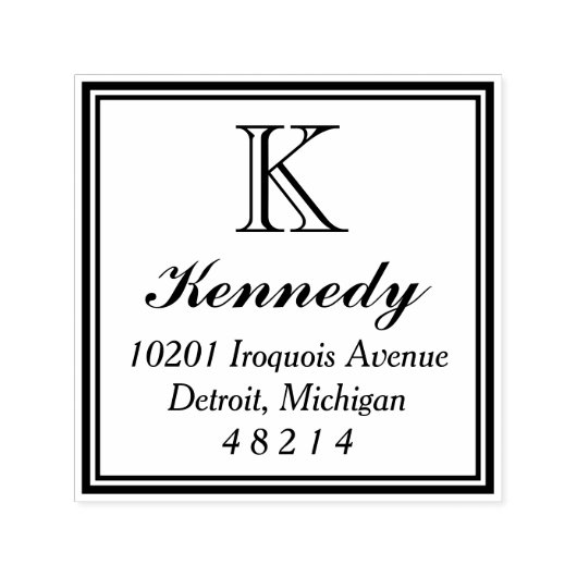 ステイトリースクエアモノグラムイニシャル差出人住所 セルフインキングスタンプ (デザイン)